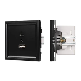 Фото #1 товара Механизм USB розетки SCT-TENDO-MUAC-PL-BK (5V, 3A, QC3) (Arlight, -)