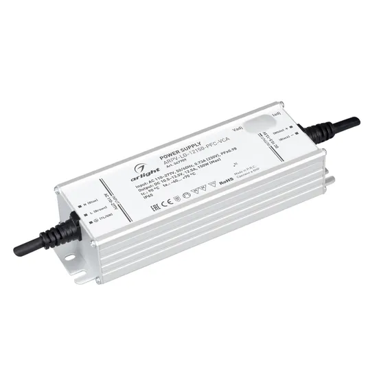 Фото товара Блок питания ARPV-LG-12150-PFC-VCA (10.5-13.5V, 12.5A, 150W) (Arlight, IP65 Металл, 5 лет)