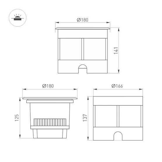 Фото #3 товара Светильник LTD-DAFNA-GROUND-R180-25W Day4000 (SL, 20 deg, 230V) (Arlight, IP67 Металл, 5 лет)