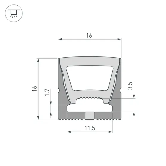 Фото #3 товара Силиконовый профиль WPH-FLEX-1616-TOP-S11-5m BLACK (Arlight, Силикон)