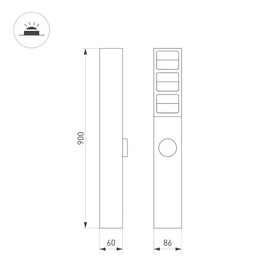 Фото #2 товара Светильник LGD-TILLIS-BOLL-SOCKET-H900-12W Warm3000 (GR, 92 deg, 230V) (Arlight, IP54 Металл, 3 года)