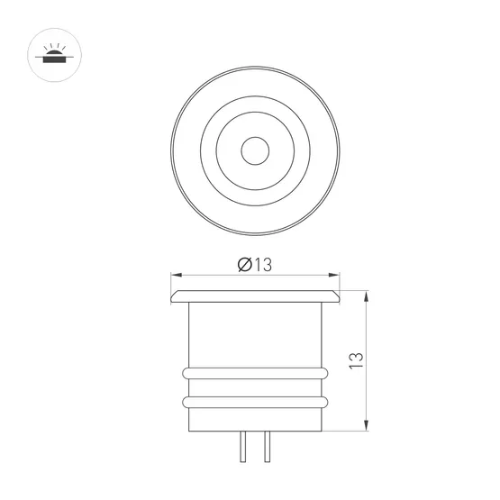 Фото #2 товара Светильник ART-PICCOLO-BUILT-R13-1W Day4000 (WH, 30 deg, 3V) (Arlight, IP40 Металл, 3 года)