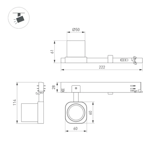 Фото #2 товара Светильник LGD-DIAFILM-4TR-R60-10W Warm3000 (BK, 60 deg, 230V) (Arlight, IP20 Металл, 5 лет)