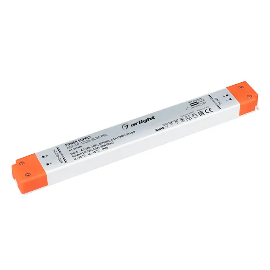 Фото товара Блок питания ARV-SP-12030-SLIM-PFC (12V, 2.5A, 30W) (Arlight, IP20 Пластик, 5 лет)