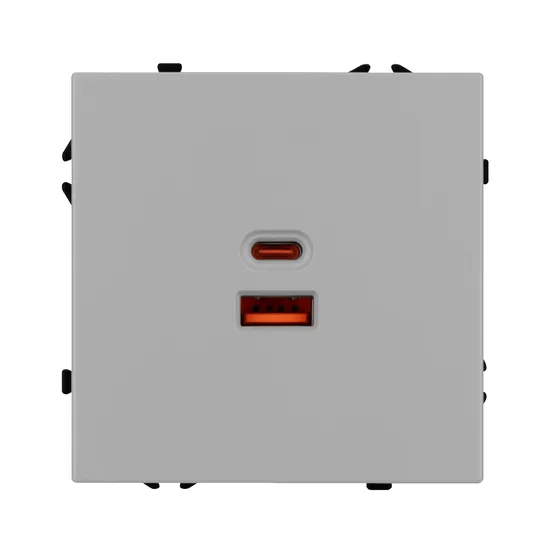 Фото #2 товара Механизм розетки с быстрой USB зарядкой SCT-NOBE-MUAC-SFPL-FC-IS (65W, QC3) (Arlight, -)