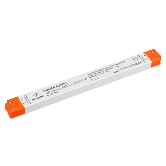 Фото #1 товара Блок питания ARV-SP-24060-SLIM-PFC-B (24V, 2.5A, 60W) (Arlight, IP20 Пластик, 5 лет)