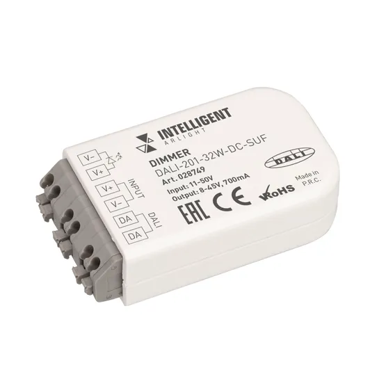Фото товара INTELLIGENT ARLIGHT Диммер DALI-201-32W-DC-SUF (8-45V DC, 700mА) (IARL, IP20 Пластик, 3 года)