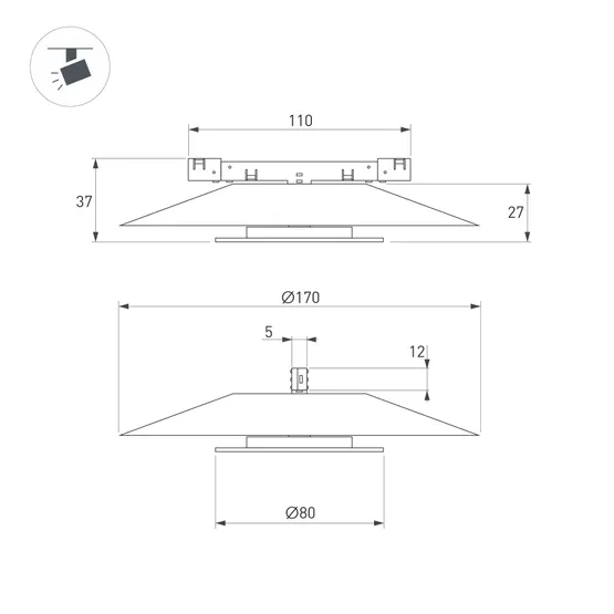 Фото #3 товара Светильник MAG-MICROCOSM-VINYL-R170-7W Day4000 (WH, 150 deg, 24V) (Arlight, IP20 Металл, 5 лет)